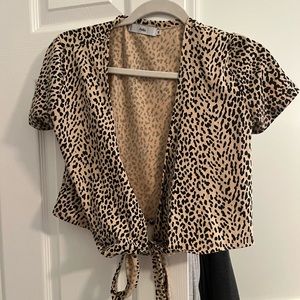 cheeta wrap crop top